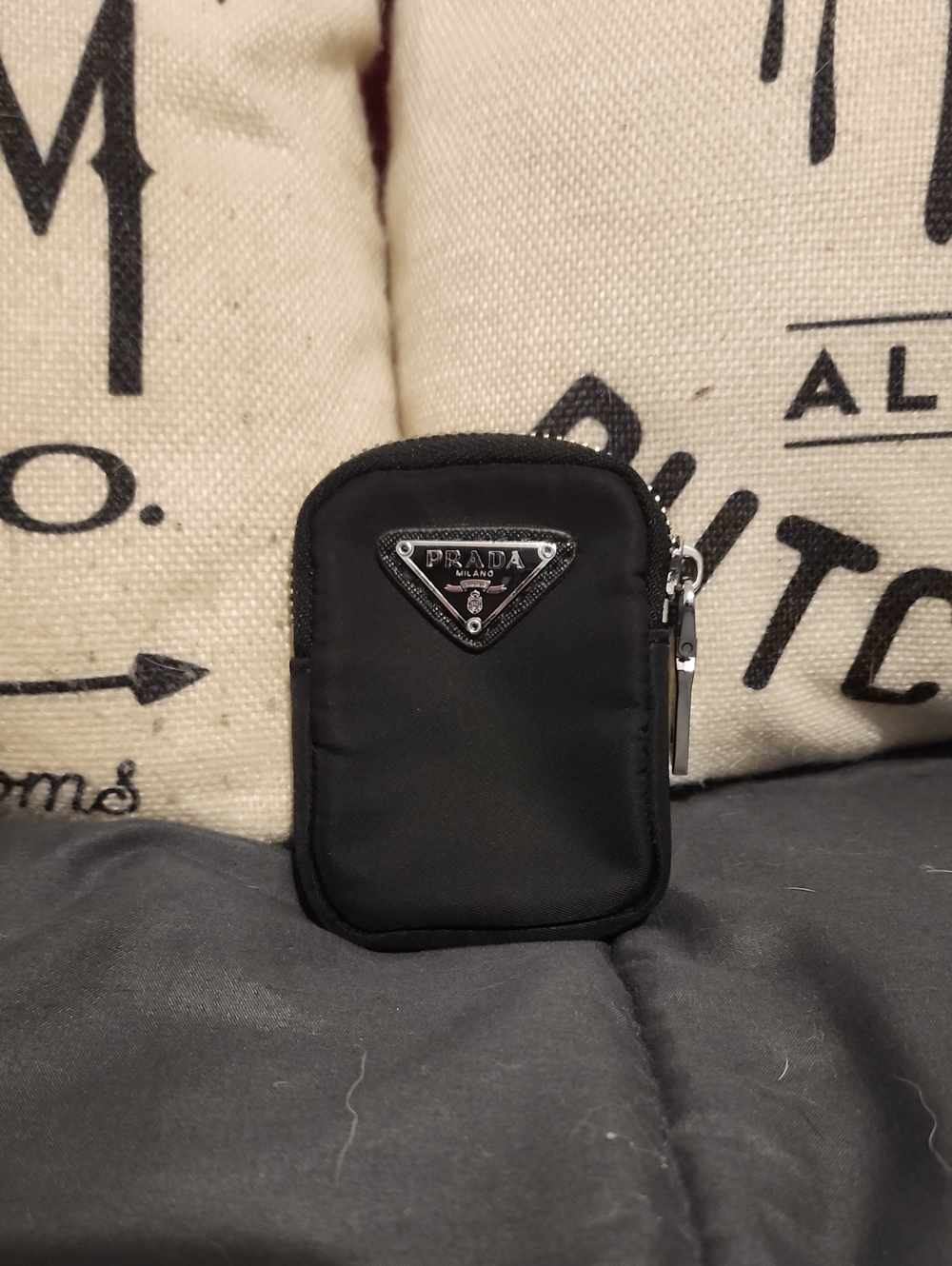 Prada Black Tessuto Nylon Coin Pouch - 798.00 Retail